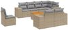 vidaXL 9-tlg. Garten-Sofagarnitur mit Kissen Beige Poly Rattan 3257872 Bild 2