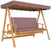 Outsunny Hollywoodschaukel mit Sonnendach, Sitzauflage, bis 330kg, 3-Sitzer, Liegefunktion, 3-Sitzer Gartenschaukel aus Holz, 1 tlg, 2 in 1 Holzschaukel mit Liegefunktion, für Garten, Terrasse, 236x130x181 cm, Braun Bild 2