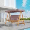 Outsunny Hollywoodschaukel mit Sonnendach, Sitzauflage, bis 330kg, 3-Sitzer, Liegefunktion, 3-Sitzer Gartenschaukel aus Holz, 1 tlg, 2 in 1 Holzschaukel mit Liegefunktion, für Garten, Terrasse, 236x130x181 cm, Braun Bild 3