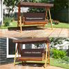Outsunny Hollywoodschaukel mit Sonnendach, Sitzauflage, bis 330kg, 3-Sitzer, Liegefunktion, 3-Sitzer Gartenschaukel aus Holz, 1 tlg, 2 in 1 Holzschaukel mit Liegefunktion, für Garten, Terrasse, 236x130x181 cm, Braun Bild 4