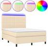 Boxspringbett mit Matratze & LED Stoff Creme 140x200 cm, Härtegrad: H2 [3135042] Bild 2