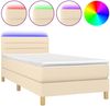 Boxspringbett mit Matratze & LED Stoff Creme 90x200 cm, Härtegrad: H2 [3133770] Bild 2