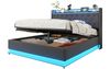 LED Polsterbett 140*200 cm mit USB-Ladeanschluss und Hydraulischer Lagerung, Hautfreundlicher Leinenstoff Grau Bild 4