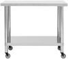 Edelstahl Arbeitstisch mit Rollen BEWO 100x30x85cm, Edelstahl Gastro-Tischwagen Arbeitsfläche Gastro-Küchentisch Servierwagen mobil Bild 3