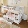 Etagenbett(Ohne Matratze),Kinderbett,mit Schublade,mit Regal,mit Kleiderschrank,mit Staufach,90x200cm,Weiß Bild 4