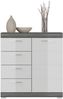 INOSIGN Kommode Siena, Breite 80 cm, 1 Tür, 2 Einlegeböden, 3 Fächer, 4 Schubkästen, Front-Rillenfräsung, Schuhkommode, Schuhschrank, Anrichte, Sideboard Bild 3