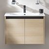 FACKELMANN COMPACT LINE Waschbecken mit Unterschrank 71 cm breit, Braun hell, Waschbecken Keramik Weiß, 2 Türen Bild 2