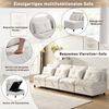 Merax 4-Sitzer Sofa, modulares trennbares Sofaset, Frei kombinierbar, mit Stauraum unter allen Sitzkissen+Schlaffunktion+Chenille-Bezug, Freie Raumgestaltung mit Wohnzimmer-Sofabett-Kombinatio, Beige Bild 3