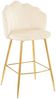 Barhocker Beige 2er Set 52 x 54 cm Samt Muscheldesign mit Metallgestell Gold Bild 2