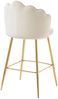 Barhocker Beige 2er Set 52 x 54 cm Samt Muscheldesign mit Metallgestell Gold Bild 5