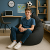 AD. CON Sitzsack mit EPS-Perlen Füllung Puff Relax-Sessel Sitzkissen Bodenkissen Bean Bag 80 x 90 x 50 cm 185L Schwarz Bild 4