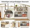 Barschrank mit 360° Drehfunktion, Kücheninsel Sideboard Aufbewahrungsschrank mit Glasschiebetür, Schubladen und offenen Ablagen Bild 5