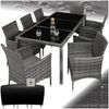 tectake Sitzgruppe Rattan Gartenlounge für 8 Personen, inklusive Schutzhülle, (Loungeset Almansa, 9-tlg, für Außen in Grau-meliert/Grau), widerstandsfähig, UV-beständig, mit Sicherheitsglasplatten Bild 4