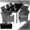 tectake Sitzgruppe Rattan Gartenlounge für 8 Personen, inklusive Schutzhülle, (Loungeset Almansa, 9-tlg, für Außen in Grau-meliert/Grau), widerstandsfähig, UV-beständig, mit Sicherheitsglasplatten Bild 5
