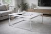 Couchtisch >Reno< in MDF weiß, Metall verchromt - 70x40x70cm (BxHxT) Bild 2
