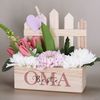Herz & Heim Geschenkbox Pflanzkorb mit Zaun - Geschenkkorb mit Druck für Mama, Papa, Oma, Opa, aus Holz, mit Folie ausgekleidet Bild 3