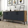 Dmora Kommode Agape, Wohnzimmerbuffet, Wohnzimmer-Sideboard, Moderne Küchen-Speisekammer, 180x35h78 cm, Walnuss und Anthrazit Bild 5