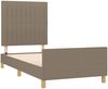 Einzelbett, Polsterbett mit Kopfteil Stoff Taupe 90x200 cm Bild 4