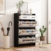 Schuhkommode 80x23,5x131 cm – drehbares Regal mit 3 Klappen und 2 Schubladen Bild 4
