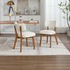 Esszimmerstuhl mit Massivholzbeinen, gepolstertem Sitz und ergonomischer Rückenlehne,Komfortabler aus Sackleinen,Beige Bild 2