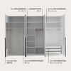 Kleiderschrank Luxus mit Mega Ausstattung Breite 3 Meter, Weiß Hochglanz mit 6 Türen – Drehtürenschrank, stilvoller Stauraum mit Hoteleinteilung und Schubkästen Bild 4