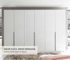 Kleiderschrank Luxus mit Mega Ausstattung Breite 3 Meter, Weiß Hochglanz mit 6 Türen – Drehtürenschrank, stilvoller Stauraum mit Hoteleinteilung und Schubkästen Bild 3