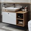 Roomart LOTUS-II-95 Badmöbel Set– 2-teiliges Badezimmermöbel Set - Waschbecken mit Unterschrank - H 45 x B 45 x T 95 cm • Weiß-Eiche Bild 4