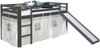 Hochbett mit Lattenrost 90x200 Rutsche Stockbett Grau Kinderbett Holz Kiefer Vorhang Sterne Bild 5