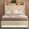 MODFU Polsterbett aus Premium-Samt mit Lattenrost, Beige, 140x200 cm Bild 2