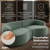 skølm 'Loki' Sofa 2 Sitzer, Vollschaumcouch mit Federkern und Vakuum-Kompression, kein Aufbau erforderlich, mit 2 Kissen, Teddy-Bouclé-Stoff in dunkelgrün Bild 3