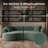 skølm 'Loki' Sofa 2 Sitzer, Vollschaumcouch mit Federkern und Vakuum-Kompression, kein Aufbau erforderlich, mit 2 Kissen, Teddy-Bouclé-Stoff in dunkelgrün Bild 5