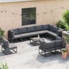 vidaXL Gartensofa-set mit Kissen 11 pcs Schwarz Aluminium 3378885 Bild 5