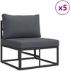 vidaXL Gartensofa-set mit Kissen 11 pcs Schwarz Aluminium 3378885 Bild 4