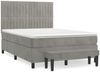 vidaXL Boxspringbett mit Matratze Hellgrau 140x190 cm Samt 3137959 Bild 2