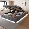 Hydraulisches Polsterbett 140x200 cm mit LED-Licht & Stauraum, Bett ohne Kopfteil, Samtstoff, Grau Design Bild 4
