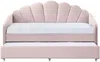 Vente-unique - ELUSIA Bett SamtStoff Puderrosa - B 100 cm x H 116,5 cm x L 204 cm Bild 5