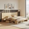 Doppelbett 180*200cm, Stauraumbett, holzbett, Jugendbett, mit USB& Type-C-Ladestation und LED-Beleuchtung, mit 2 Nachttische, mit Schubladen, Naturfarbe Bild 4