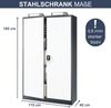 Aktenschrank abschließbar JAN - 5 Ebenen verstellbar, Flügeltüren | Metallschrank Werkstatt Mehrzweckschrank Büroschrank aus Stahl Werkzeugschrank, 185x115x40cm Anthrazit-Weiß Bild 2