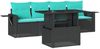 vidaXL 5-teiliges Gartensofa-Set mit Kissen, schwarzes Polyrattan 3267727 Bild 2