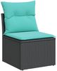 vidaXL 5-teiliges Gartensofa-Set mit Kissen, schwarzes Polyrattan 3267727 Bild 5