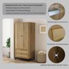 OTTO home Kleiderschrank Motala Schlafzimmerschrank Garderobe Boho Eichen-Design (Moderne schwarze Griffe, Schublade mit Geflecht) Schlafzimmerschrank mit 2 Türen und 2 Schubladen Bild 4