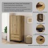 OTTO home Kleiderschrank Motala Schlafzimmerschrank Garderobe Boho Eichen-Design (Moderne schwarze Griffe, Schublade mit Geflecht) Schlafzimmerschrank mit 2 Türen und 2 Schubladen Bild 3