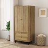 OTTO home Kleiderschrank Motala Schlafzimmerschrank Garderobe Boho Eichen-Design (Moderne schwarze Griffe, Schublade mit Geflecht) Schlafzimmerschrank mit 2 Türen und 2 Schubladen Bild 2