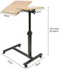 JEOBEST Beistelltisch Mobiler Stehtisch, Höhenverstellbar Computertisch Nachttisch, (Holz, Metallgestell) Laptoptisch mit Wendbarer Tischplatte Bild 4
