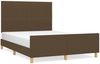 vidaXL Polsterbett mit Kopfteil Stoff Dunkelbraun 140x200 cm Bild 2
