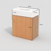 Badezimmerschrank mit Keramikwaschbecken, 3D-Frontdesign, wasserdicht und verschleißfest,Soft-Close Türsystem, pflegeleicht, Weiß & Natur Bild 3