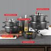 Zilner Topf-Set Schöne schwarze Töpfe in 5 verschiedenen Größen mit Steinbeschichtung, Aluminiumguss, Aluminium, Keramik, Edelstahl (Passt in jede Küche! 1.3L / 2.3L / 3.2L / 4.5L 5.6L, 10-tlg, Es ist eine perfekte Geschenkidee für jeden Anlass), Innov... Bild 3