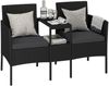 STEELSØN 'Velara' Polyrattan Gartenbank 2er-Sitzer mit Tisch, schwarz/anthrazit, 81x65x135 cm, wetterfest und UV-beständig, stabile Sitzbank Bild 1