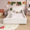 OKWISH Polsterbett Kinderbett Funktionsbett (mit Schreibtisch, Hocker und Stauraum, Blau, Weiches Kopfteil, Robuste Holzlatten, für Schlaf- und Arbeitsbereich 90x200 cm), ohne Matratze Bild 2