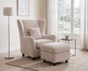 Ohrensessel mit Hocker,Taschenfederkern,Landhausstil Lesesessel,Cord Beige Creme Bild 2